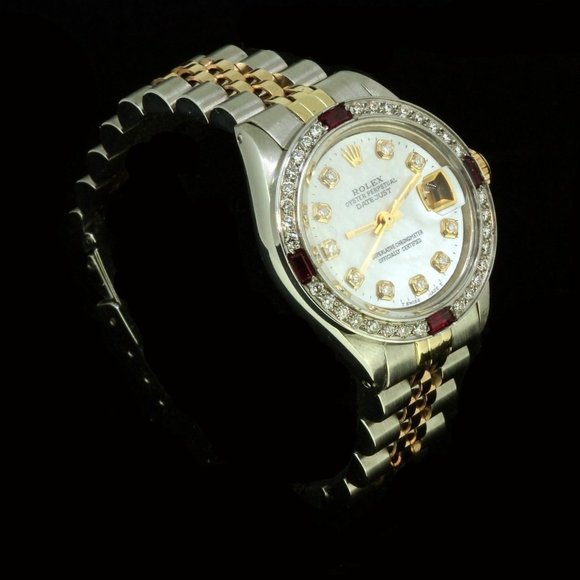 Rolex Ladies Datejust Oyster Stainless Gold Diamond Ruby Dial Bezel Watch main image 8